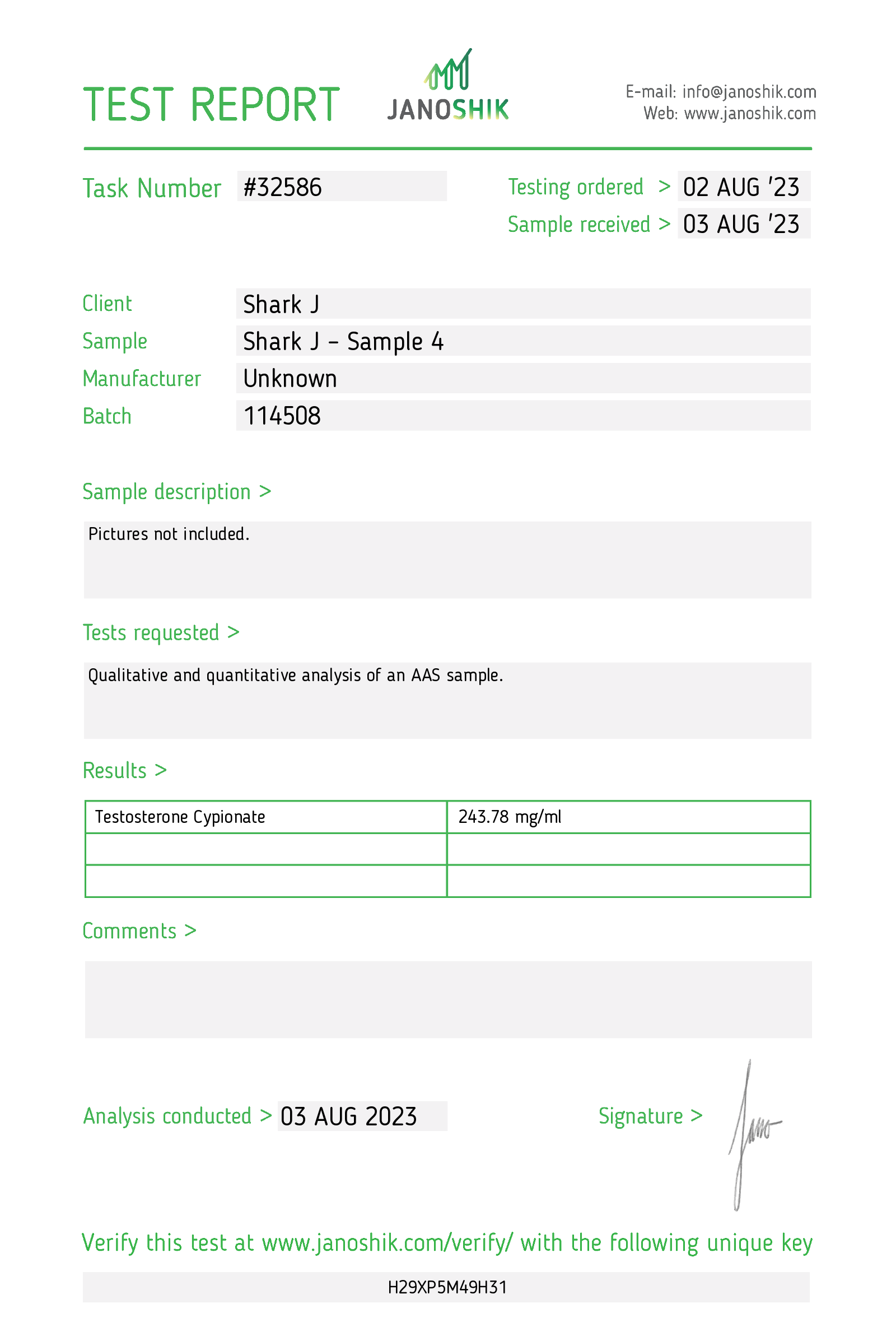 Prueba de cipionato de testosterona