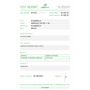 Informe de ensayo del undecanoato de testosterona