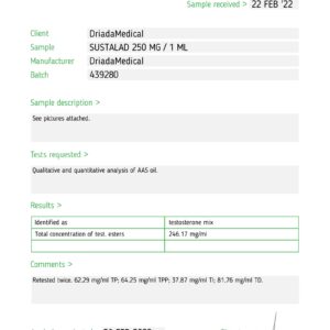 Sust-246 Informe de pruebas de Sustanon